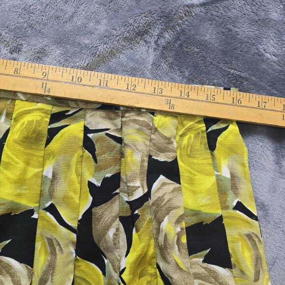 Ann Taylor Skirt Womens 8 Yellow Floral Rose Print Pleated Midi Made USA - Picture 9 of 12